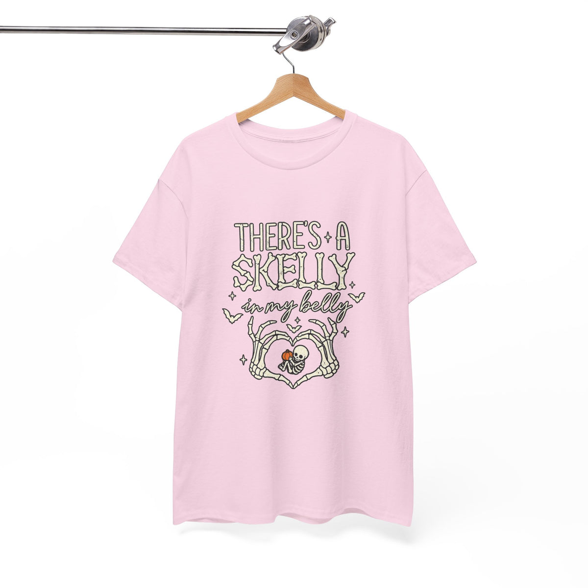 Skeleton Heart T‑Shirt — "There's a Skelly in My Belly" Cute Halloween Tee