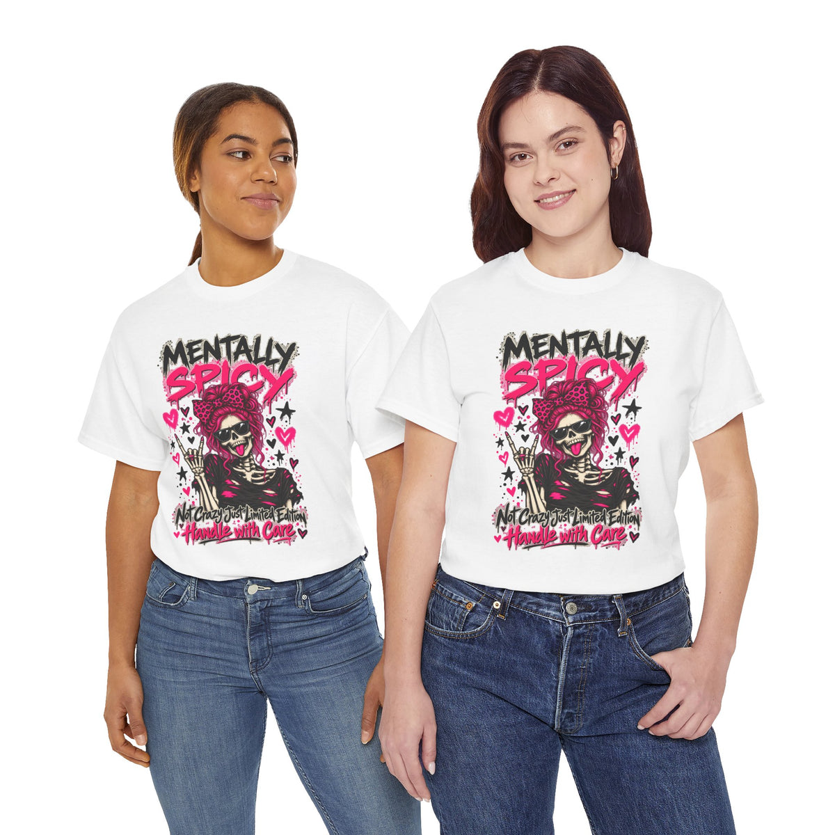 Mentally Spicy Skeleton Graphic T-Shirt