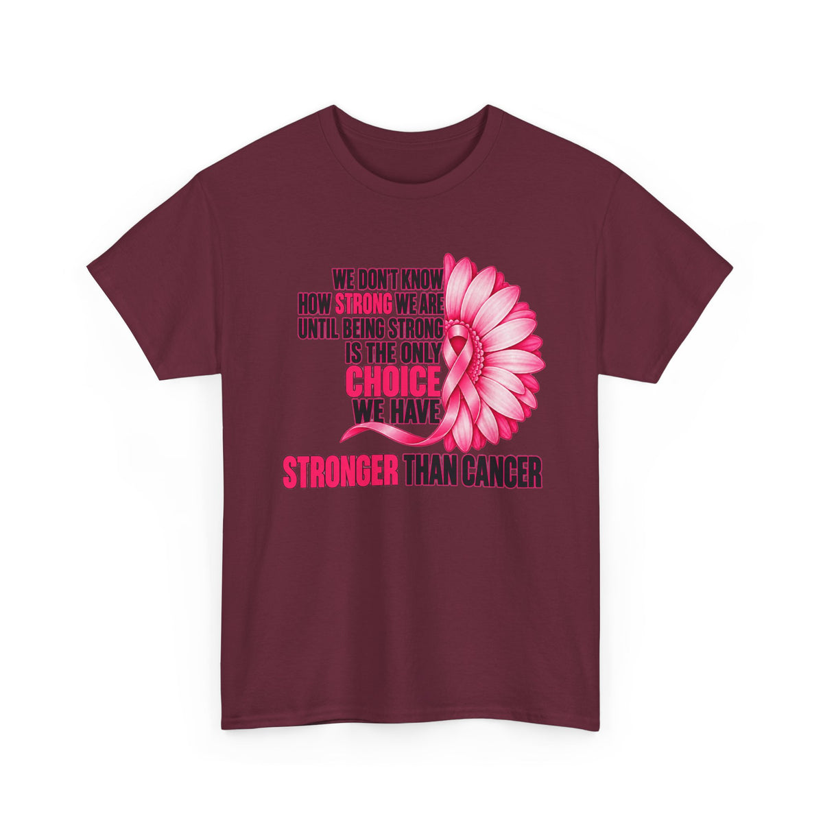 Breast Cancer Awareness T-Shirt - "Stronger Than Cancer" Floral Support Tee
