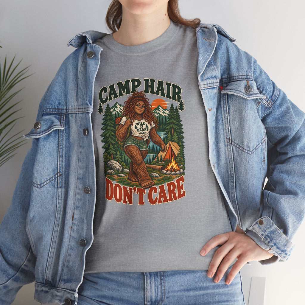 Camp Hair Don't Care T-Shirt — Retro Camping Graphic Tee
