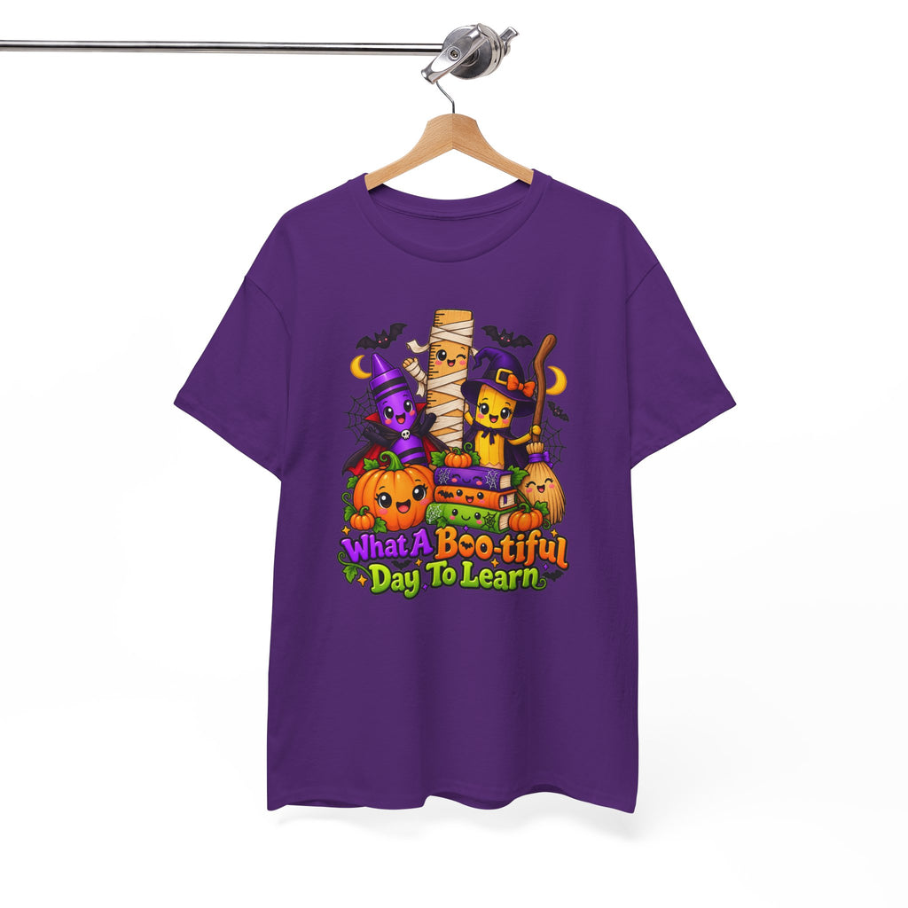 Halloween Teacher Tee — "What A Boo-tiful Day To Learn" Kids' Classroom Shirt
