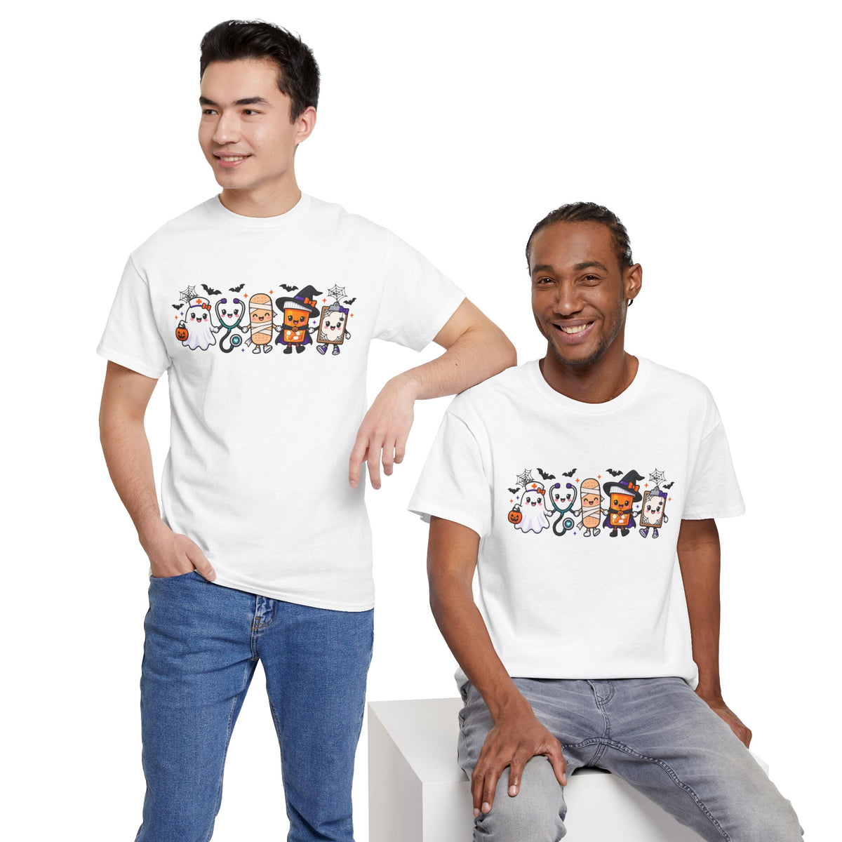 Halloween Candy Characters Tee — Cute Trick-or-Treat Ghosts & Candy Corn Shirt