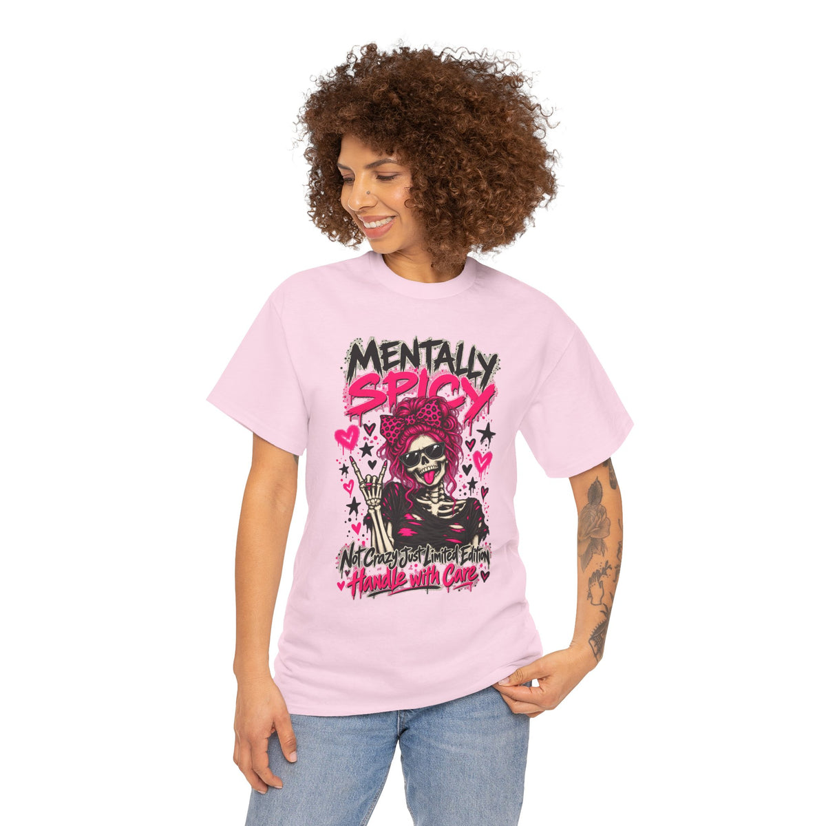 Mentally Spicy Skeleton Graphic T-Shirt
