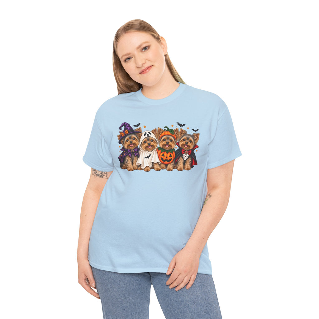 Halloween Yorkie T-Shirt — Cute Yorkies in Costumes (Pumpkin, Ghost, Witch, Vampire)