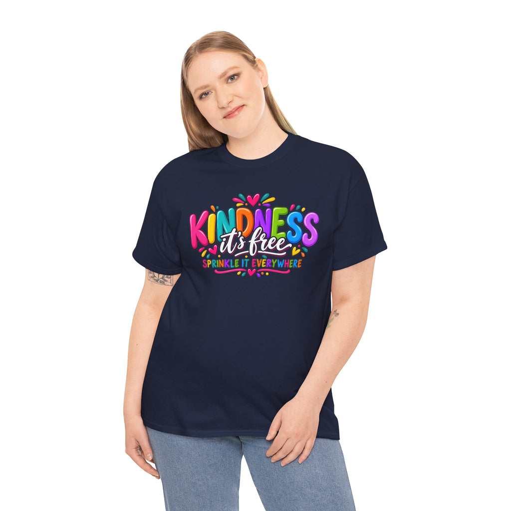 Kindness Is Free Rainbow Tee — Cute Positive Message T-Shirt