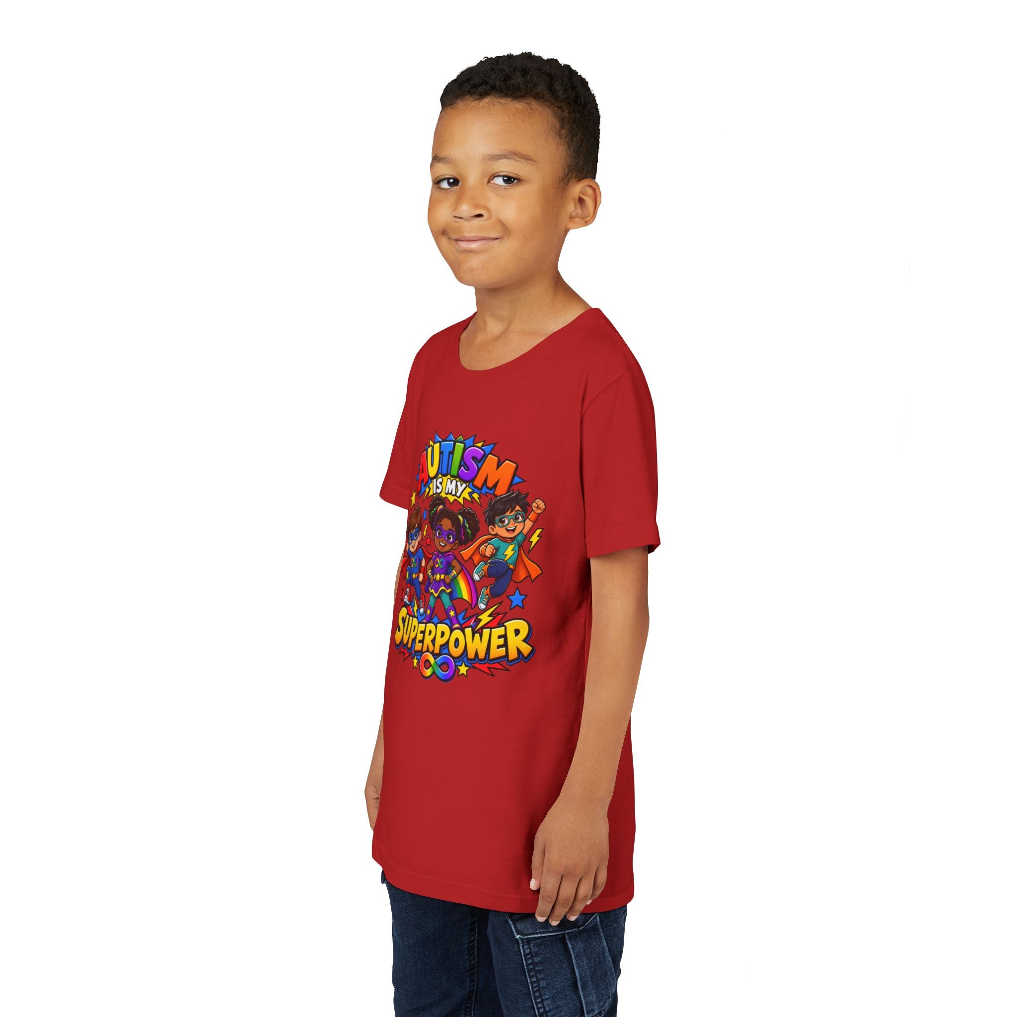 Youth Tee — "Autism Is My Superpower" Colorful Superhero Kids Shirt