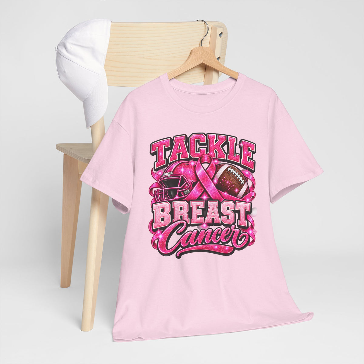 T-Shirt — "Tackle Breast Cancer" Pink Football Awareness Tee