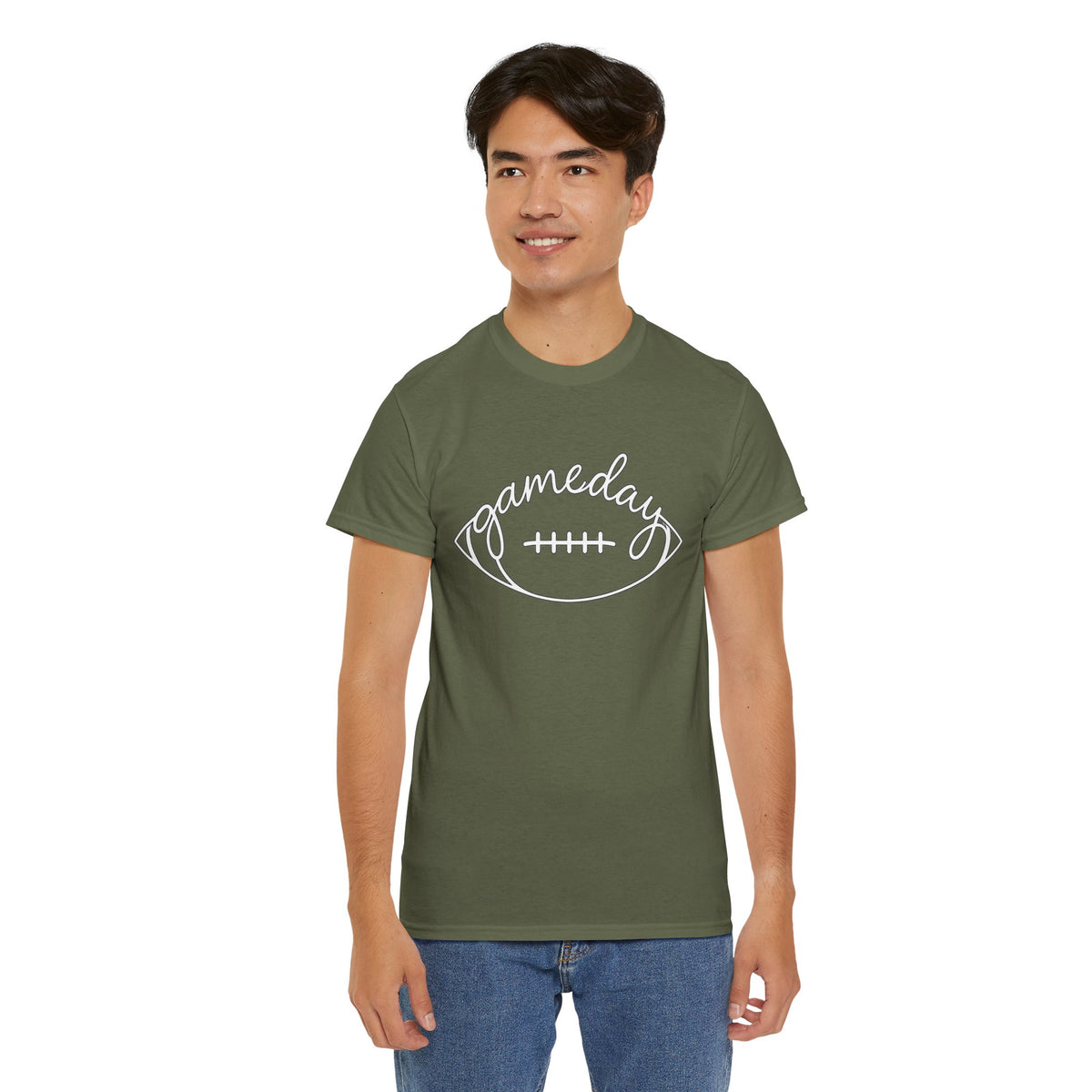 Gameday Football Tee — 'gameday' Script Football Graphic T-Shirt