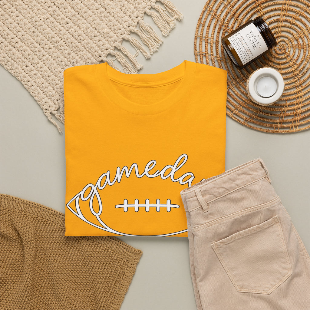 Gameday Football Tee — 'gameday' Script Football Graphic T-Shirt