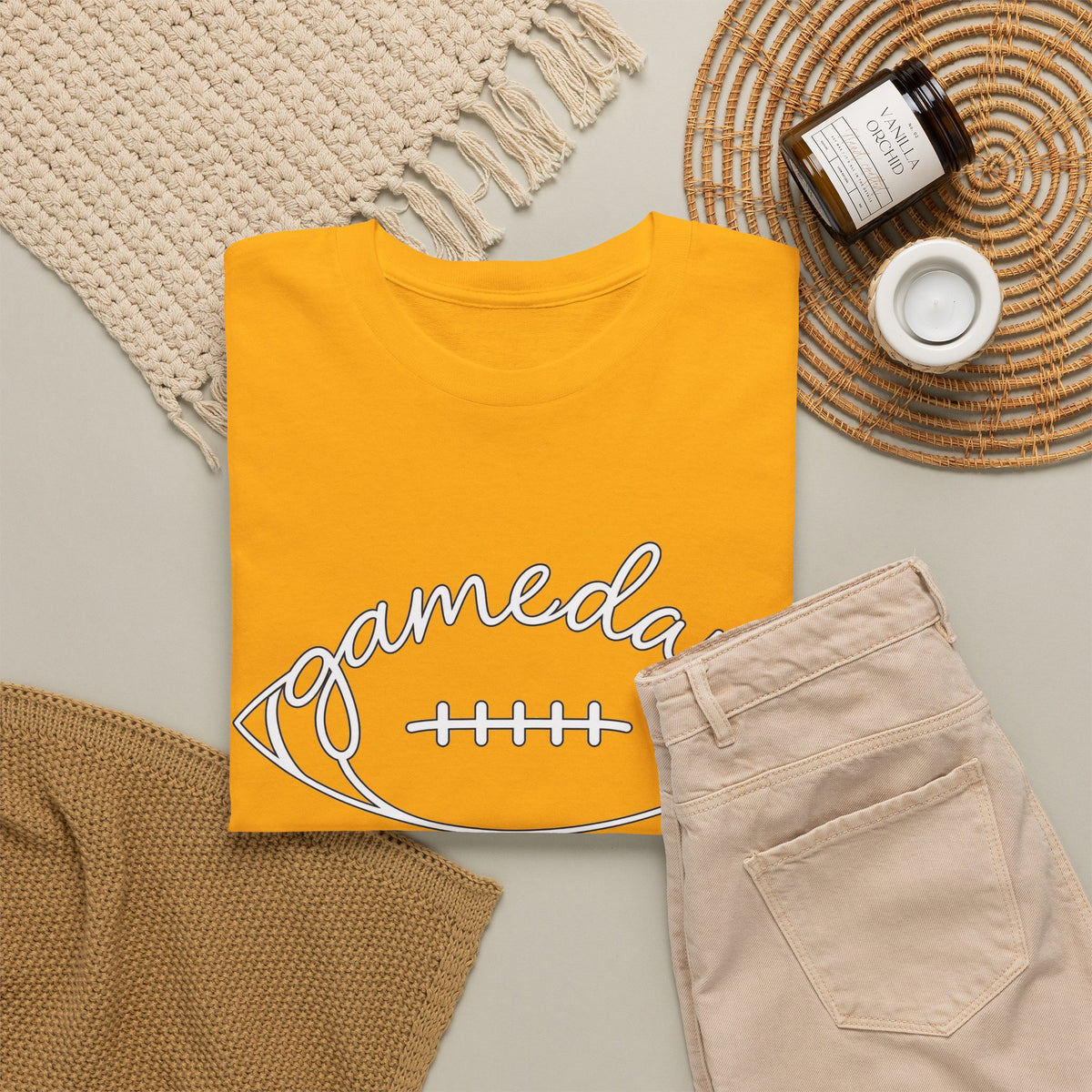 Gameday Football Tee — 'gameday' Script Football Graphic T-Shirt