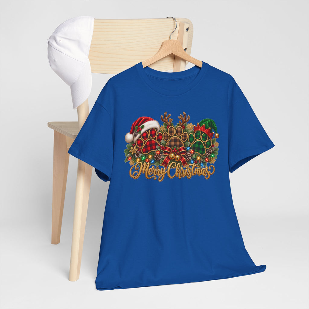 Merry Christmas Paw Prints Holiday Graphic Tee