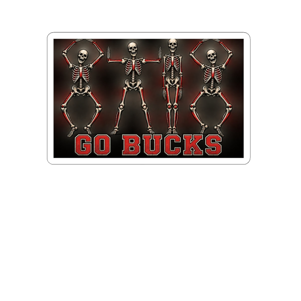 Go Bucks Skeleton Dance Sticker — Halloween Sports Fan Decal
