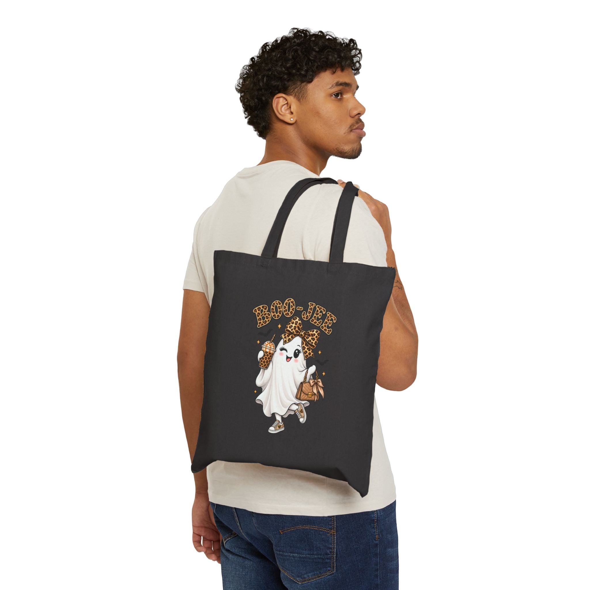 Boo-Yah Leopard Ghost Halloween Tote Bag