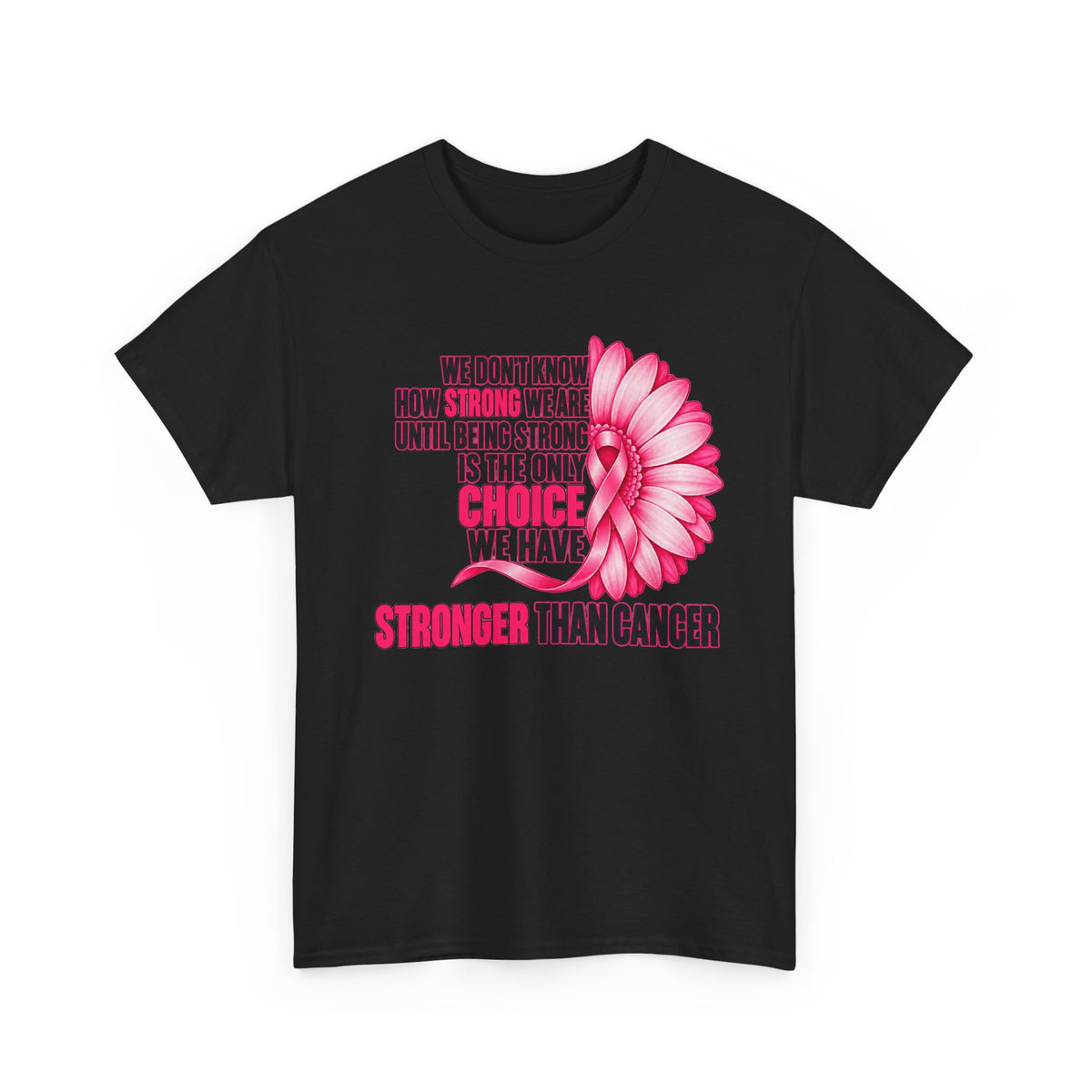 Breast Cancer Awareness T-Shirt - "Stronger Than Cancer" Floral Support Tee