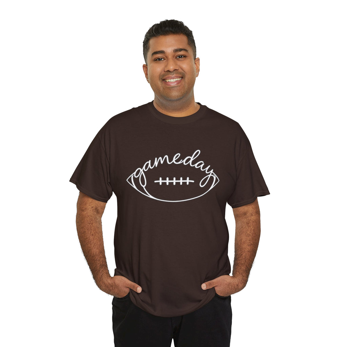 Gameday Football Tee — 'gameday' Script Football Graphic T-Shirt