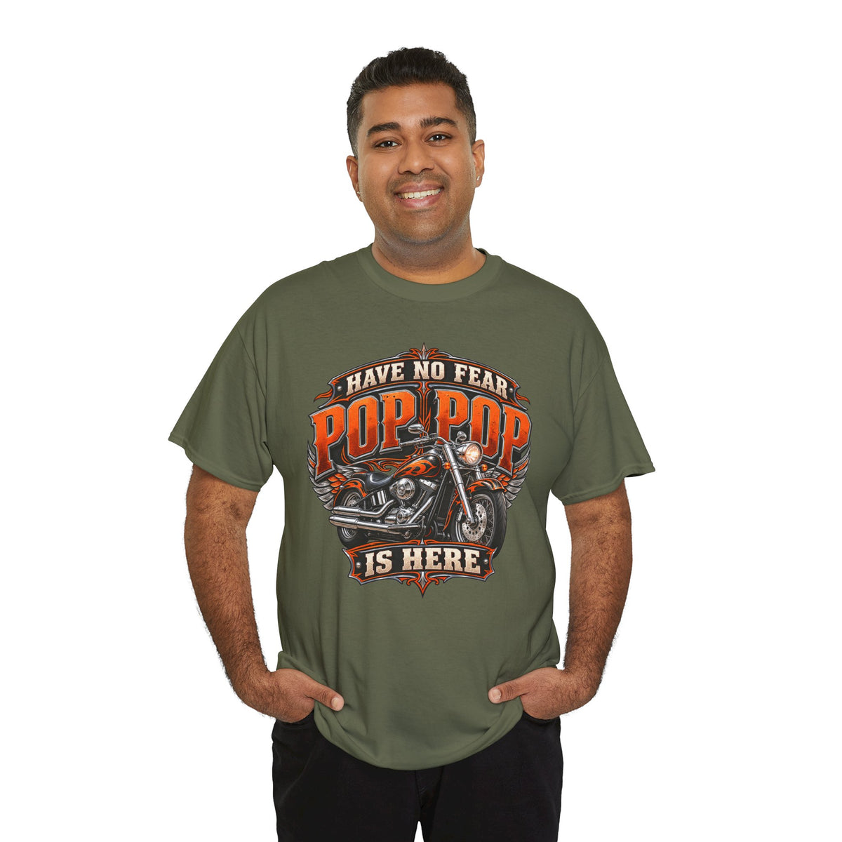 Pop Pop Is Here Motorcycle Dad T-Shirt