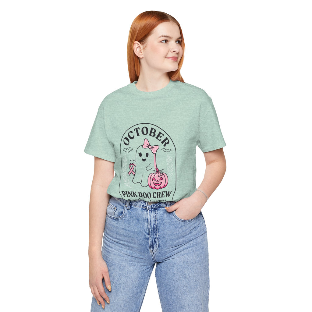 October Pink Boo Crew Tee — Breast Cancer Awareness Ghost T-Shirt