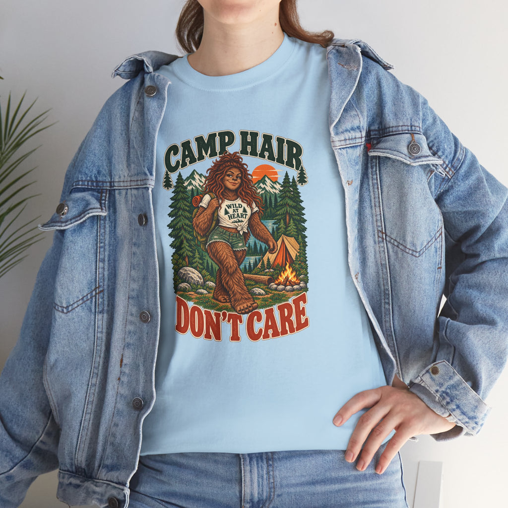 Camp Hair Don't Care T-Shirt — Retro Camping Graphic Tee