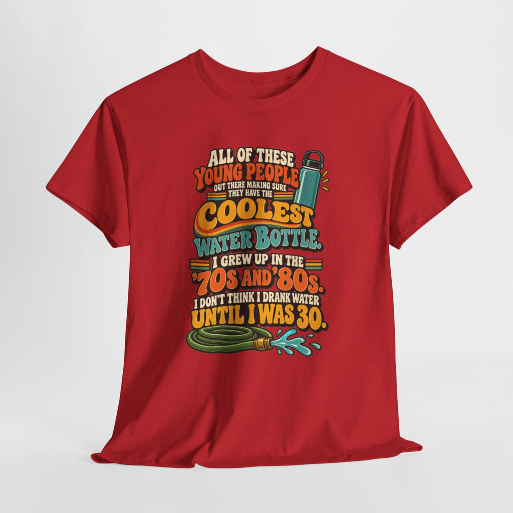 Retro 70s-80s Funny Water Bottle Tee — "Coolest Water Bottle" Graphic T-Shirt