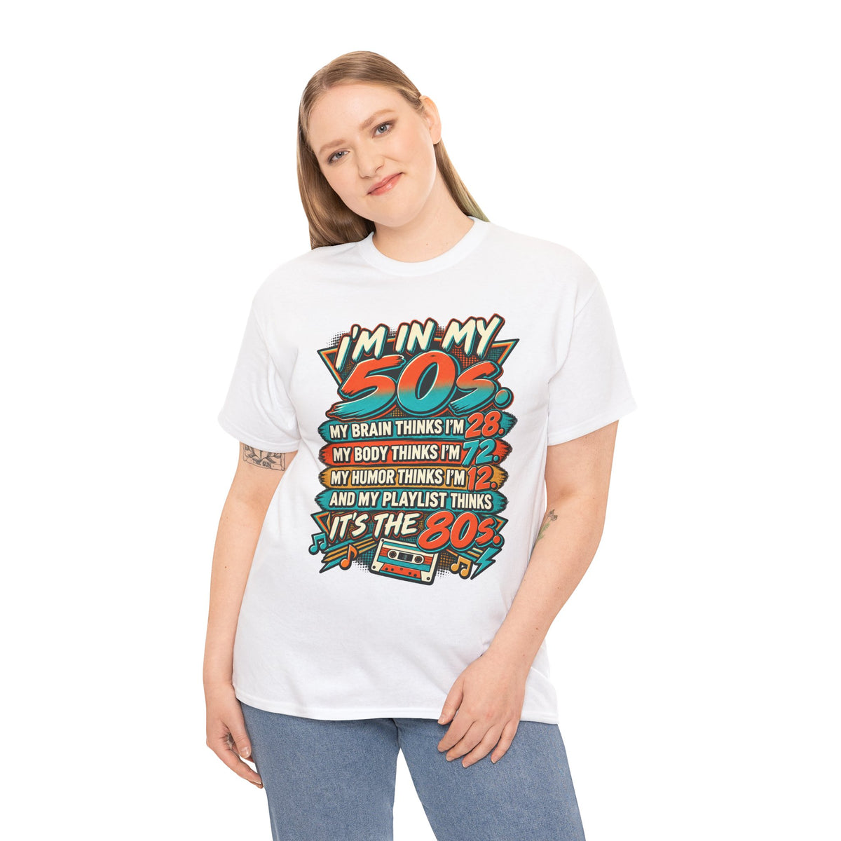 Retro 50s Birthday T‑Shirt — "I'm in My 50s" 80s Playlist Cassette Tee