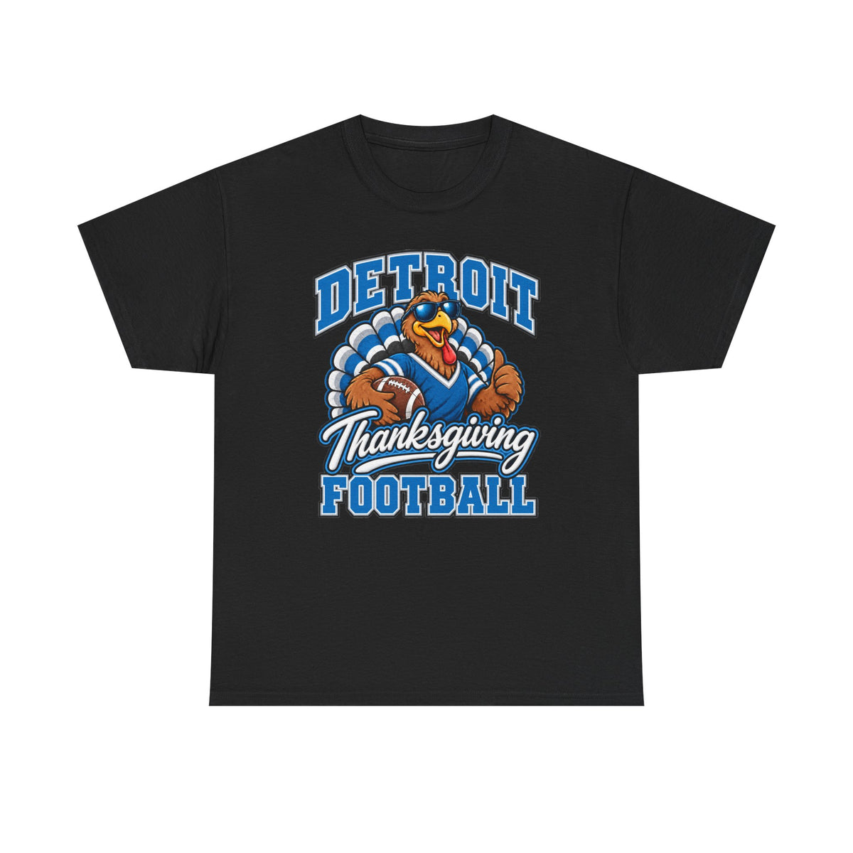 Detroit Thanksgiving Football Tee — Turkey Mascot Game Day Shirt