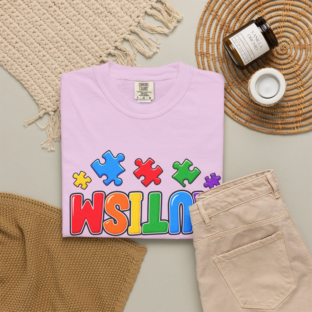 Autism Awareness T-Shirt — "Seeing the World From a Different Angle" Puzzle Design