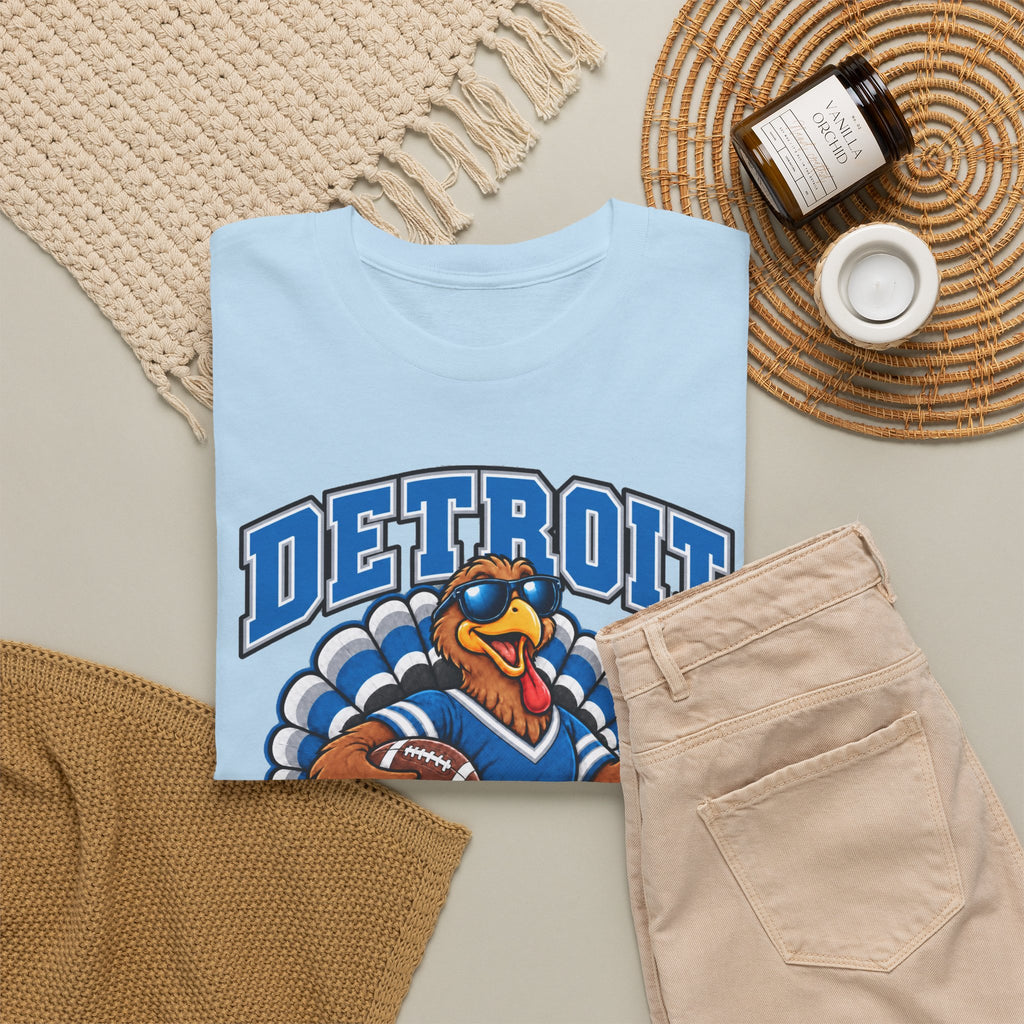Detroit Thanksgiving Football Tee — Turkey Mascot Game Day Shirt