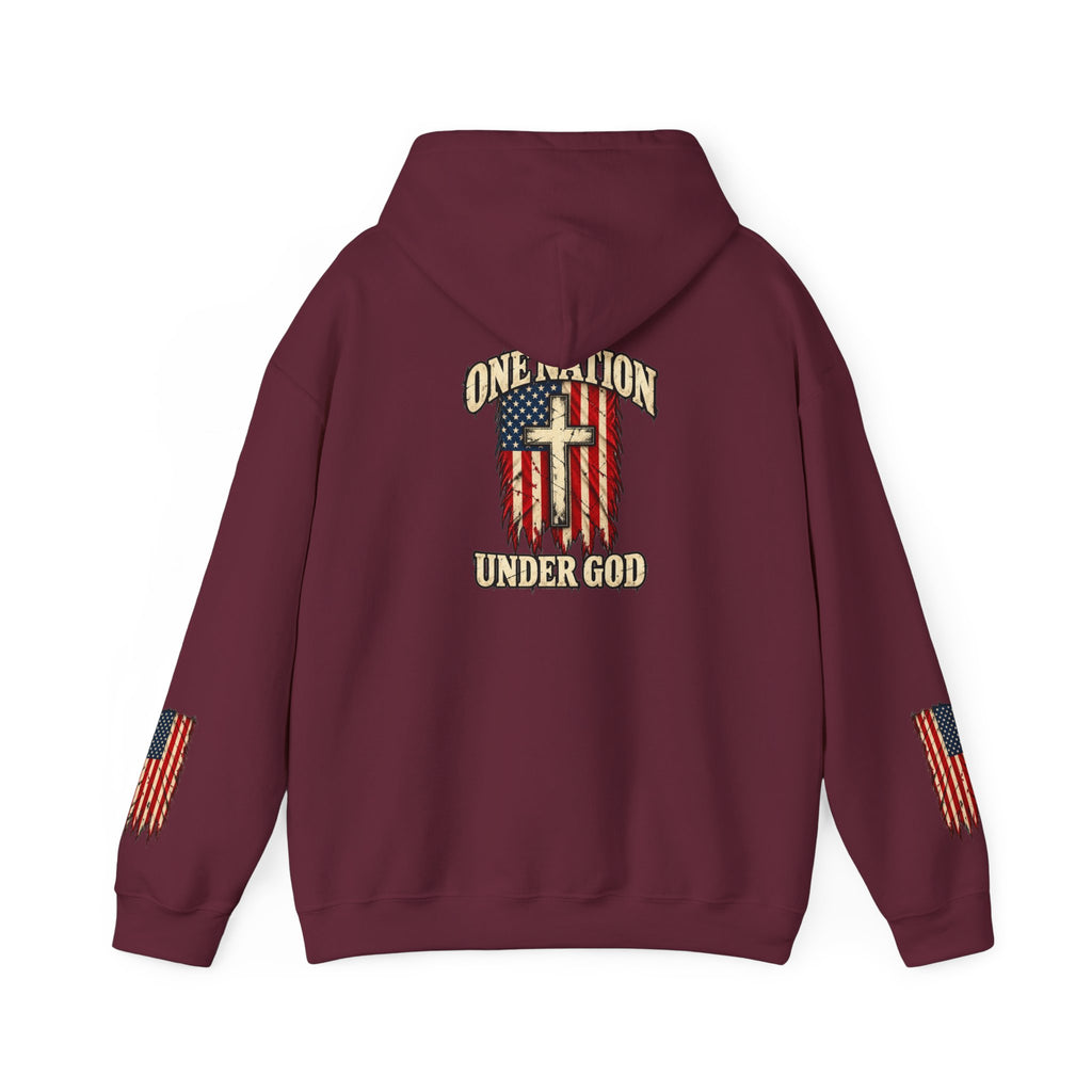 One Nation Under God Patriotic Cross Hoodie
