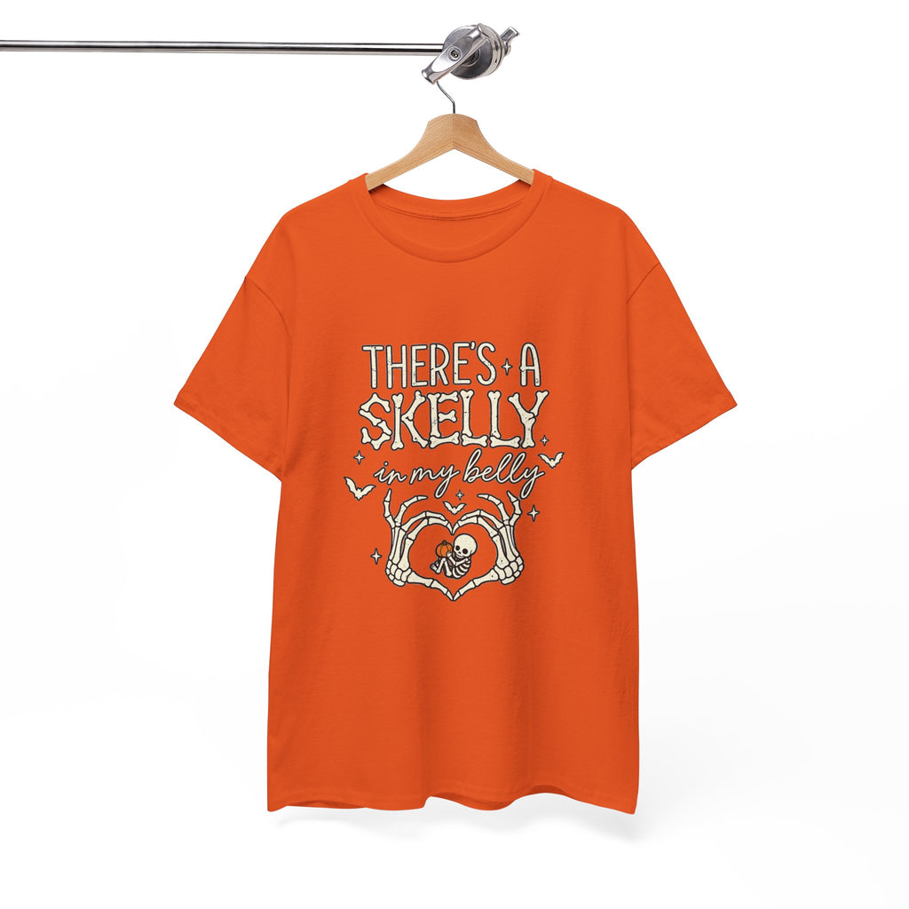 Skeleton Heart T‑Shirt — "There's a Skelly in My Belly" Cute Halloween Tee
