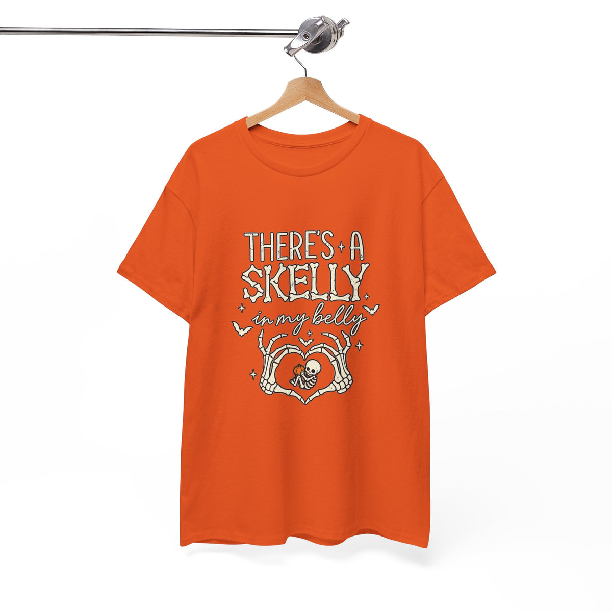 Skeleton Heart T‑Shirt — "There's a Skelly in My Belly" Cute Halloween Tee