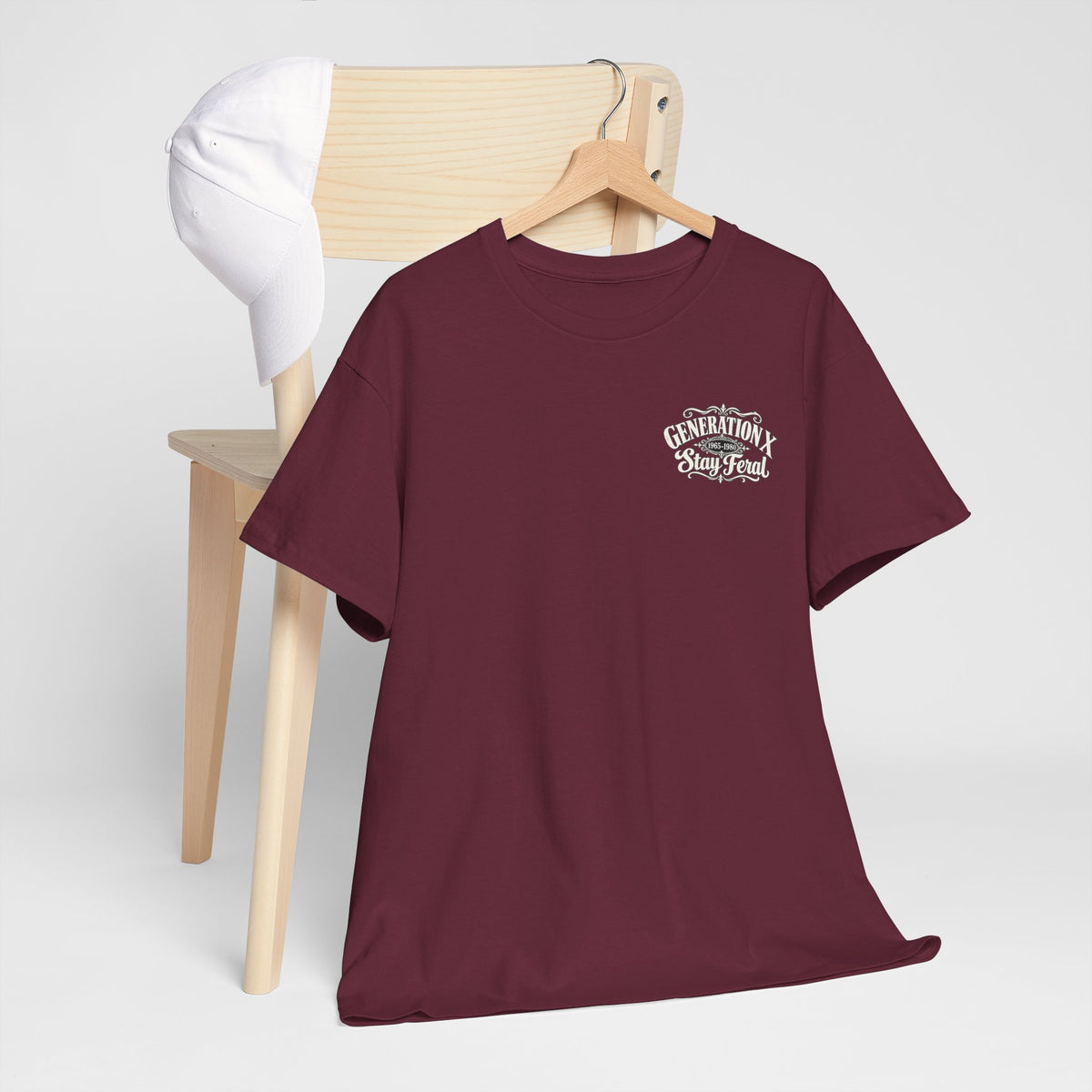 Generation X T‑Shirt — 'Stay Feral' Vintage Whiskey Label Tee (Born 1965–1980)