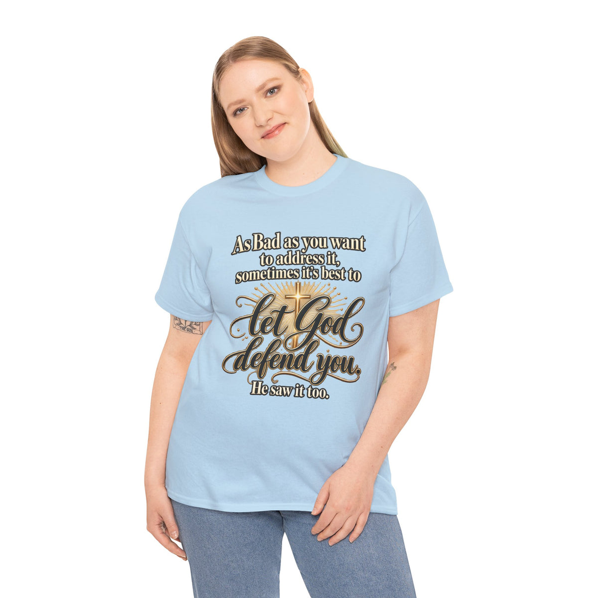 Let God Defend You Inspirational Christian T-Shirt