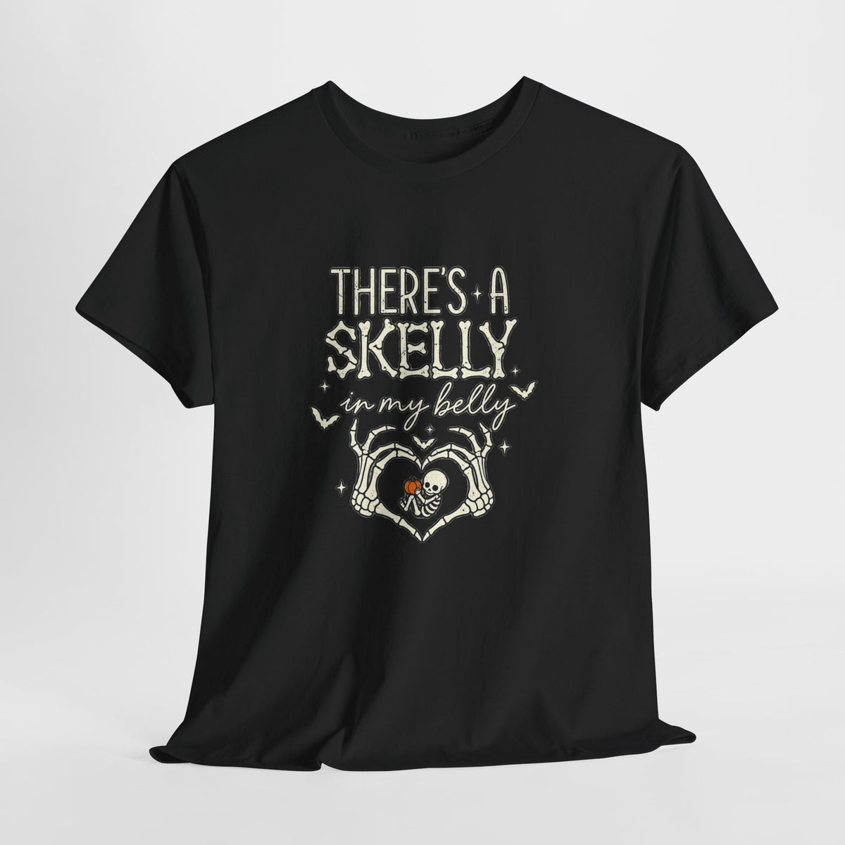 Skeleton Heart T‑Shirt — "There's a Skelly in My Belly" Cute Halloween Tee
