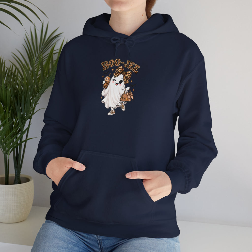 Leopard Bow Ghost Hoodie — Cute Halloween Pumpkin Sweatshirt