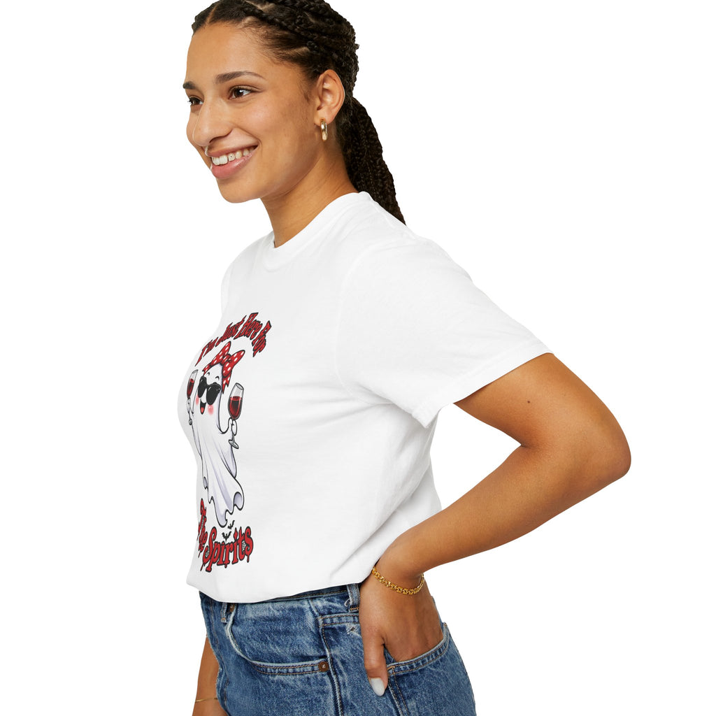 Wine Ghost T-Shirt — "I'm Just Here For The Spirits" Halloween Tee