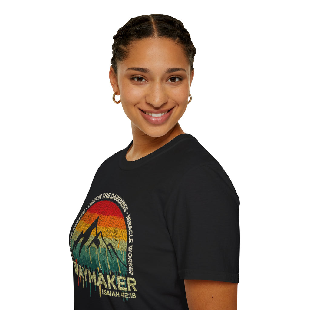 Waymaker Mountain T-Shirt — “Promise Keeper, Light in the Darkness” Christian Graphic Tee