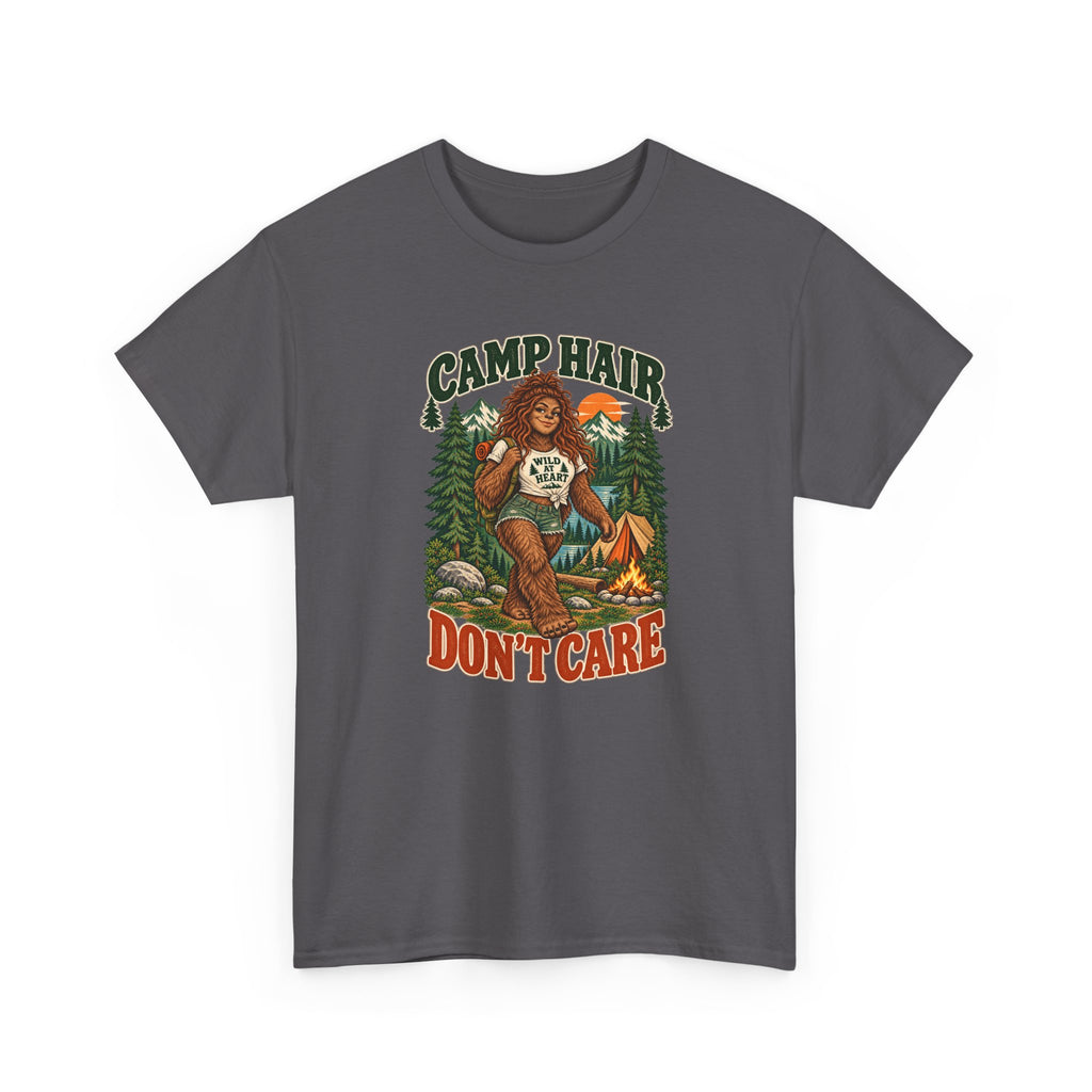 Camp Hair Don't Care T-Shirt — Retro Camping Graphic Tee
