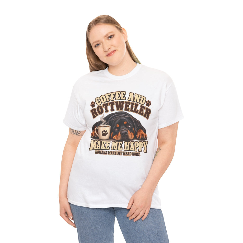 Coffee and Rottweiler Tee — "Coffee and Rottweiler Make Me Happy" Dog Lover Shirt