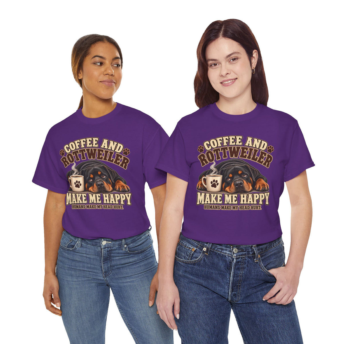 Coffee and Rottweiler Tee — "Coffee and Rottweiler Make Me Happy" Dog Lover Shirt