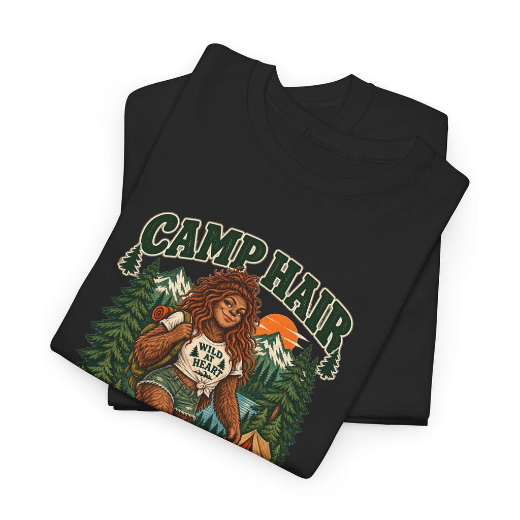 Camp Hair Don't Care T-Shirt — Retro Camping Graphic Tee