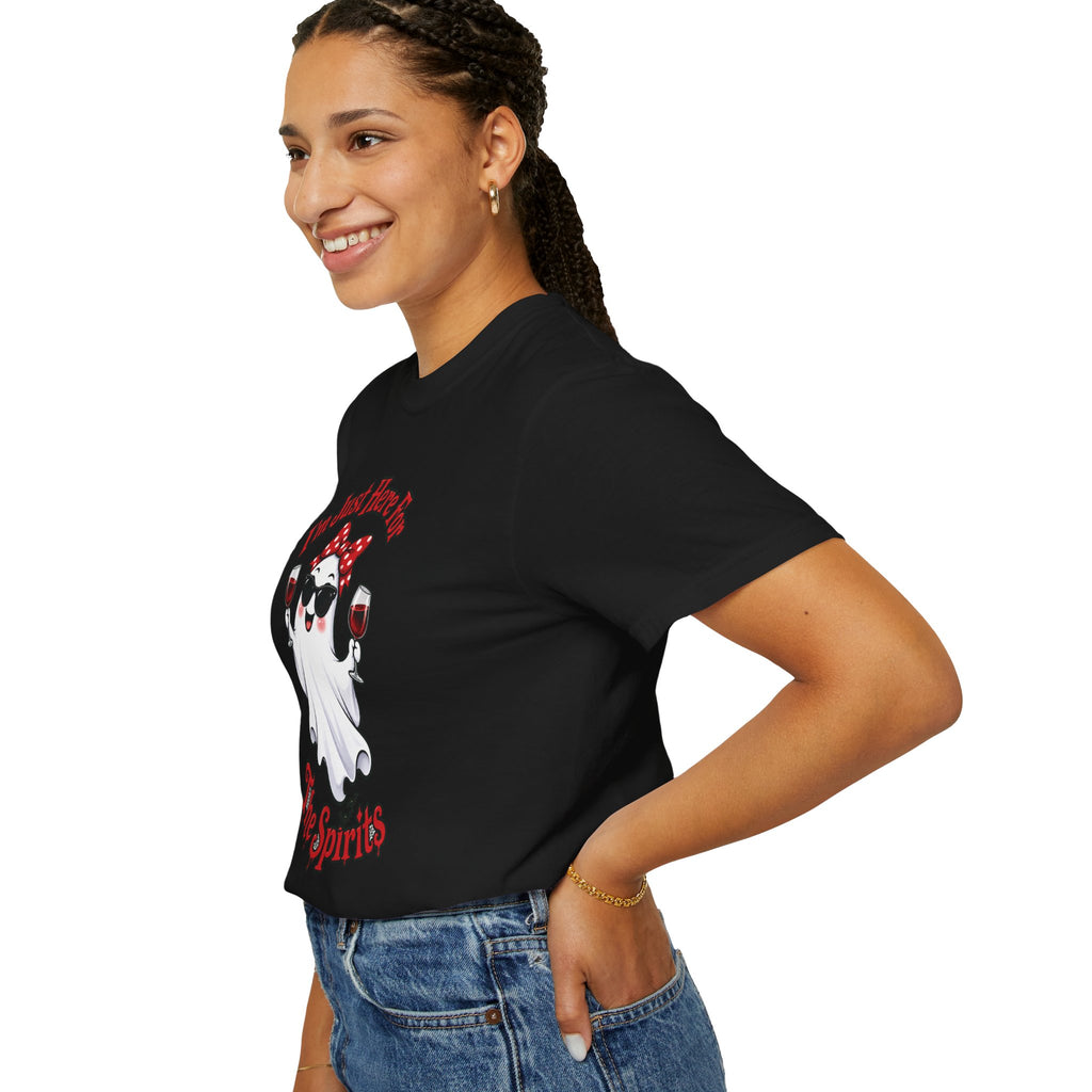Wine Ghost T-Shirt — "I'm Just Here For The Spirits" Halloween Tee