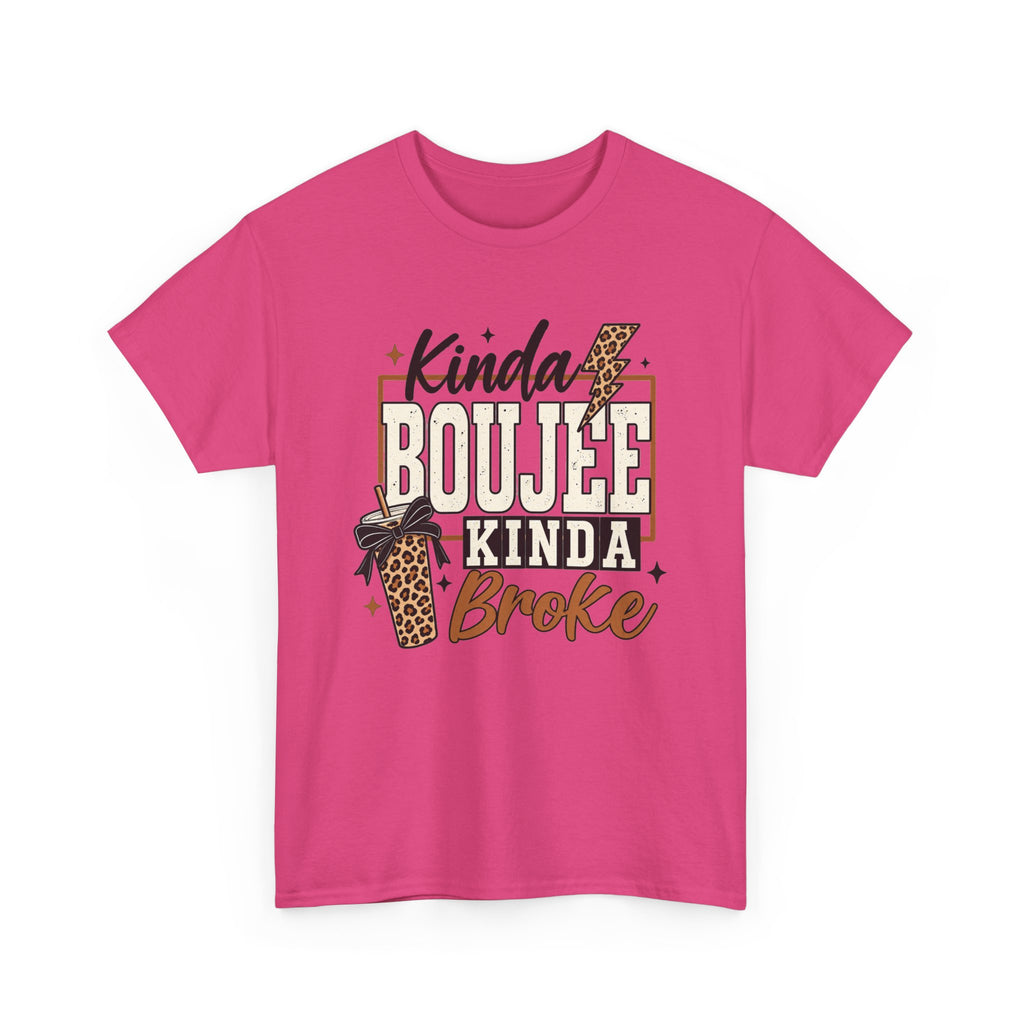 Kinda Boujee Kinda Broke Tee — Leopard Coffee Cup Graphic Shirt