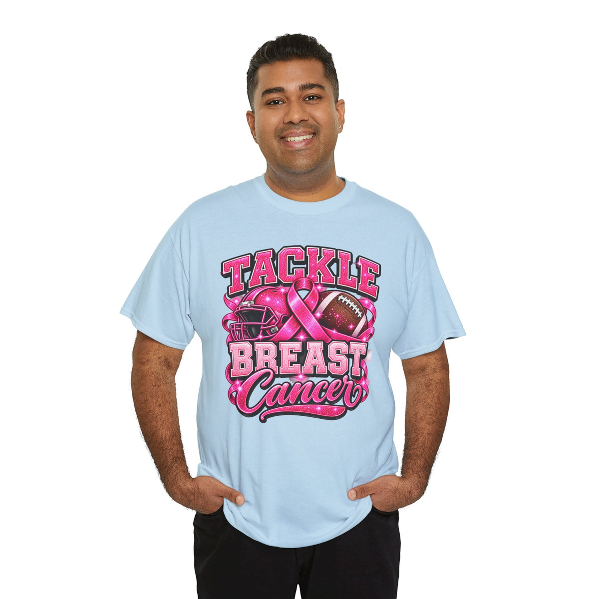 T-Shirt — "Tackle Breast Cancer" Pink Football Awareness Tee