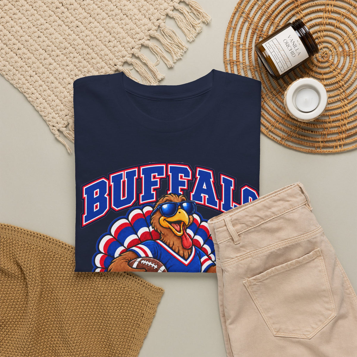 Buffalo Thanksgiving Football T-Shirt — Turkey Mascot Game Day Tee