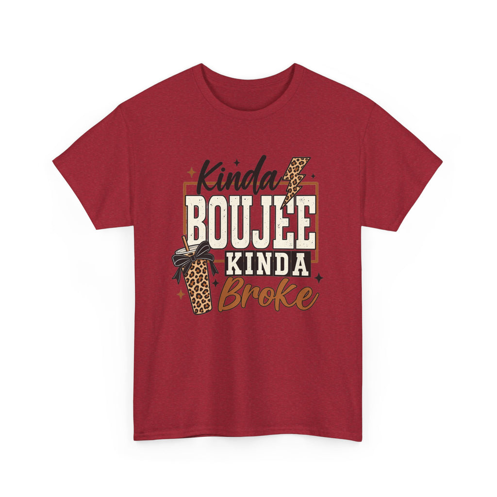 Kinda Boujee Kinda Broke Tee — Leopard Coffee Cup Graphic Shirt
