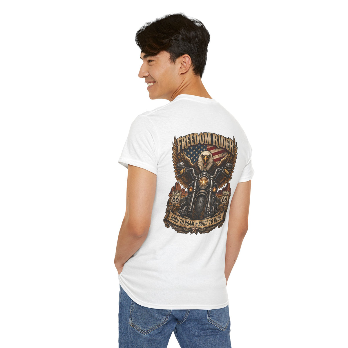 Freedom Rider Motorcycle T‑Shirt — Born to Roam Vintage Biker Tee