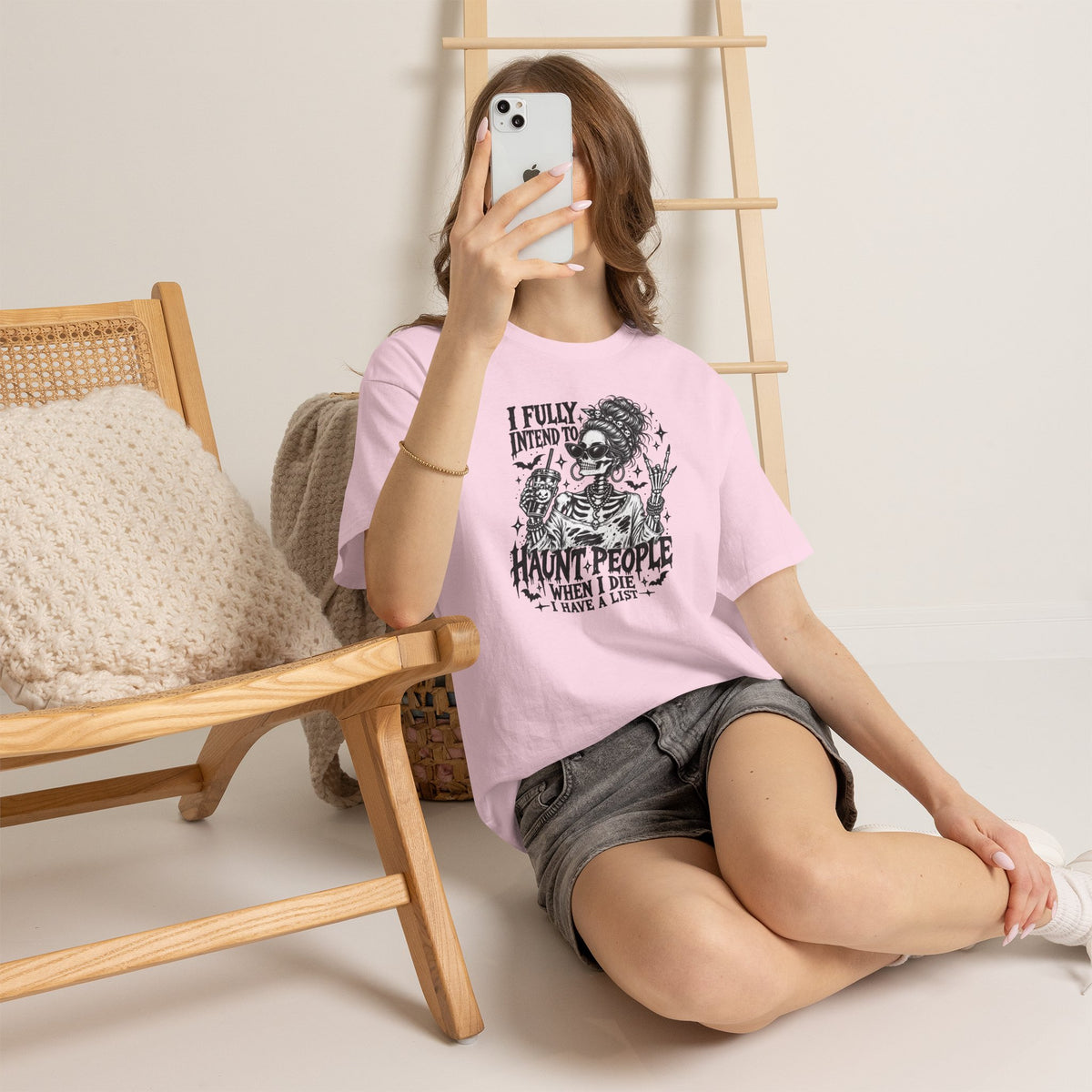 Haunted List Tee — "I Fully Intend to Haunt People When I Die" Graphic T-Shirt
