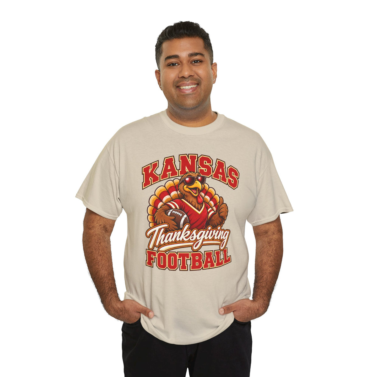 Kansas Thanksgiving Football T‑Shirt — Turkey Mascot Holiday Game Tee