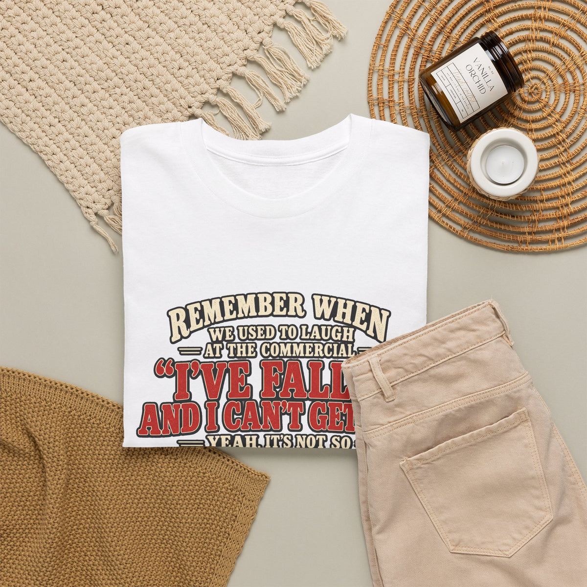 Funny Retro Quote Tee — “I’ve Fallen and I Can’t Get Up” Nostalgic Humor T-Shirt