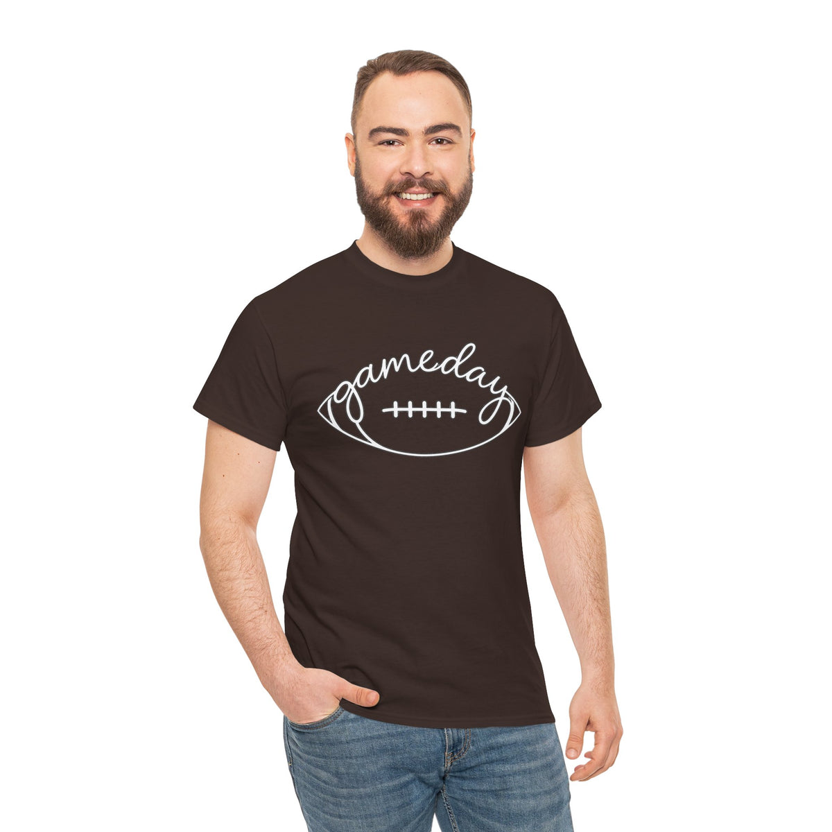 Gameday Football Tee — 'gameday' Script Football Graphic T-Shirt